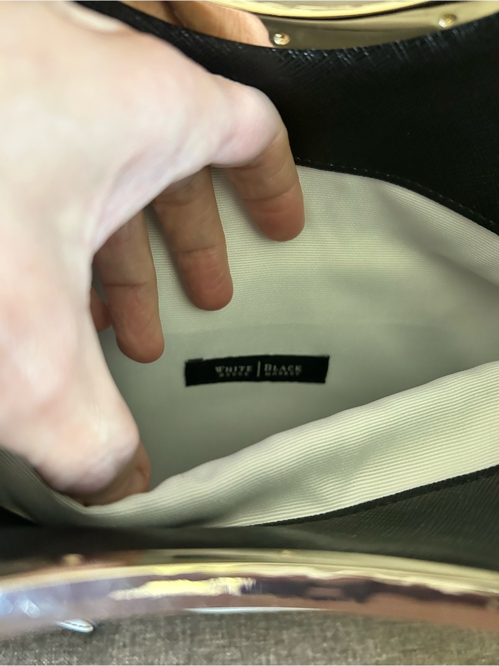 Black and White Wristlet Clutch with Gold Accent - Picture 4 of 4